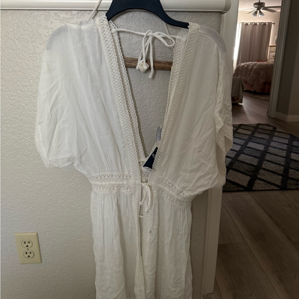 Hollister White Cover-Up Detail Dress